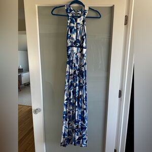 Gorgeous maxi dress, front slit and beautiful blue hues